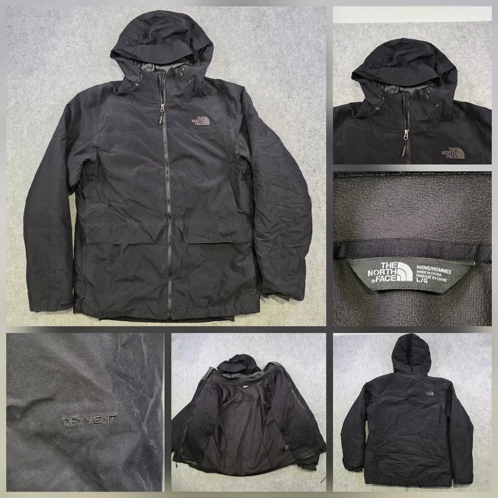 The North Face DryVent 3-in-1 Jacket Mens Large Black Hooded Waterproof NF0A2TC6